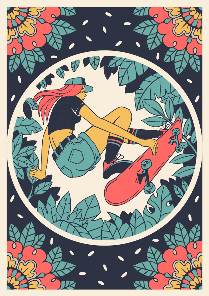 poster "summer. longboard"