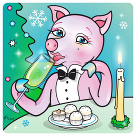 Нуф-нуф пьёт шампанское с рафаэлло