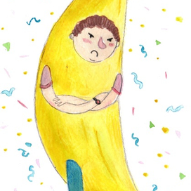 Недовольный мальчик-банан