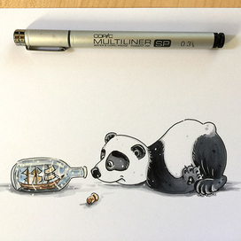 Скетч Любопытная Панда