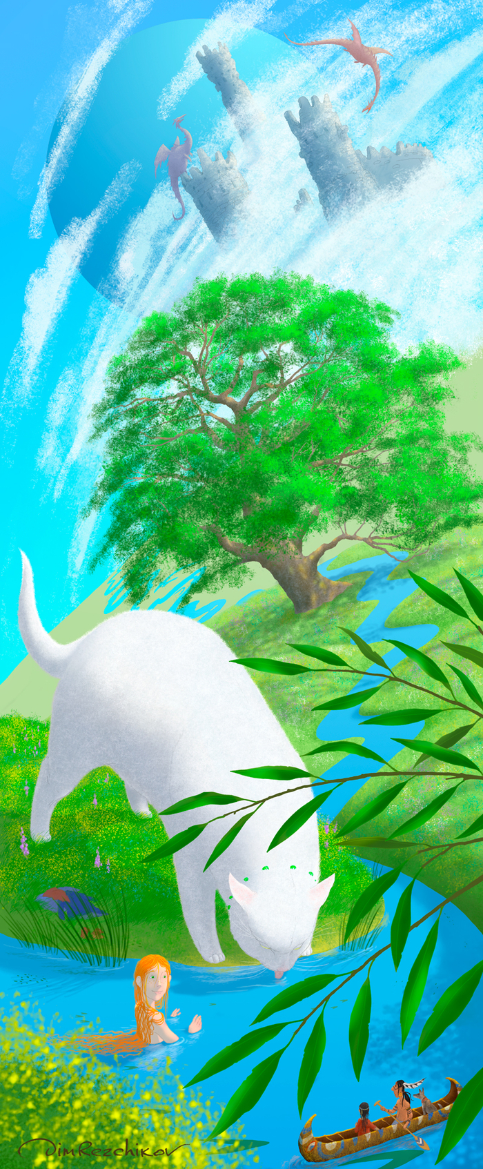 Лето ))) ( картинка из серии "про Девочку и Большую белую кошку" )