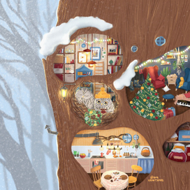 Сказочный совиный дом в дупле