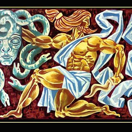 "Персей" бумага, акрил, 68х39 см, 2016г.  Серия "Мифы и легенды древней Греции".