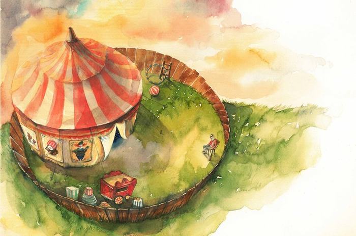 Цирк. Иллюстрация на разворот