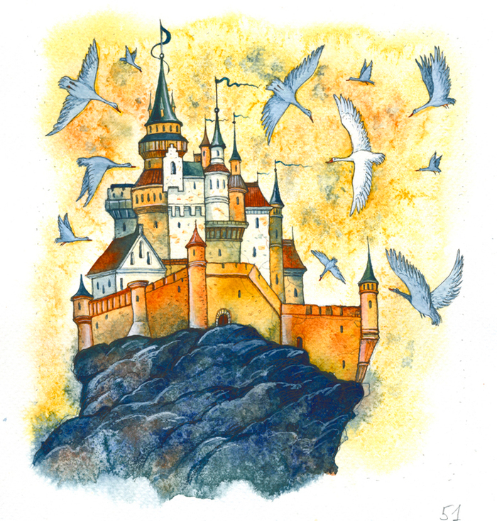 "С.Лагерлев" "путешествие Нильса с Дикими гусями" тушь,перо,акварель 2012 