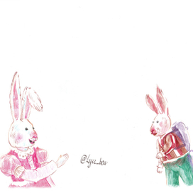 Книжная иллюстрация: мама кролик провожает сына в школу