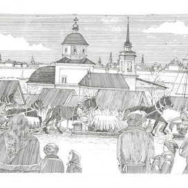 Прибытие обоза. Экспедиция Беринга 