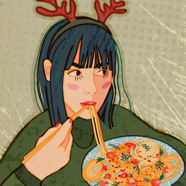 девушка с оленьими рожками