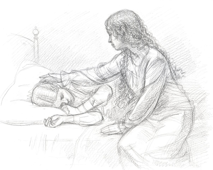 Иллюстрация к повести Луизы Мэй Олкотт "Маленькие женщины замужем"