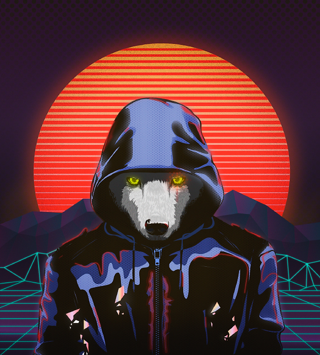 retrowave wolf
