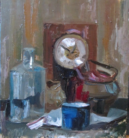 Старые вещи. картон, масло  40х50