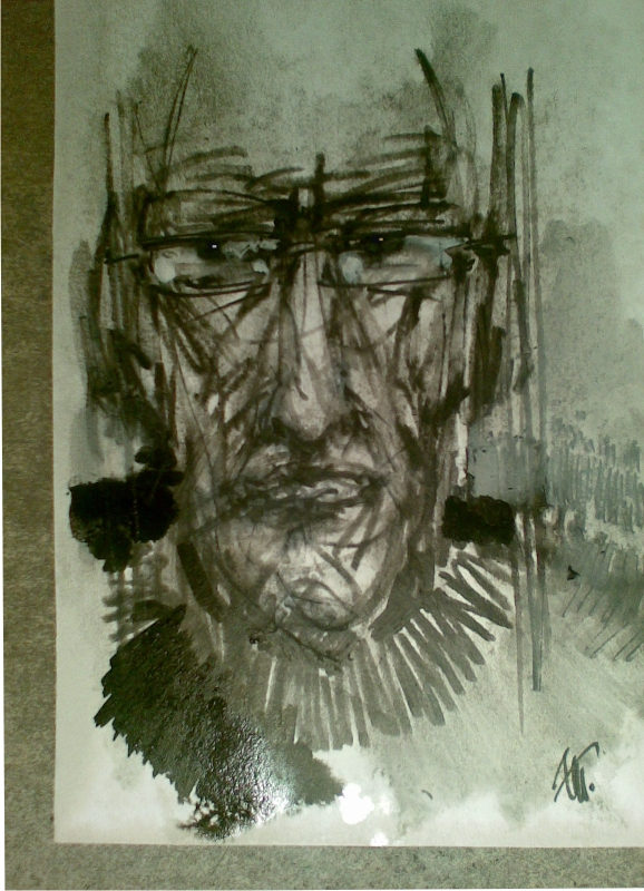 Портрет пенсионера в новых далекоглядных одноразовых очках