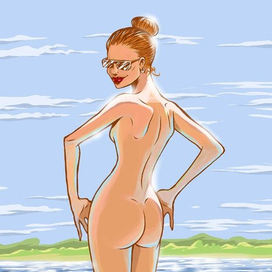 Обнаженная девушка у реки