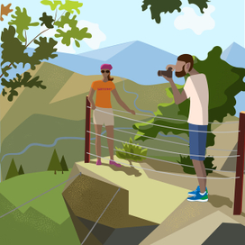 туристы в скайпарке