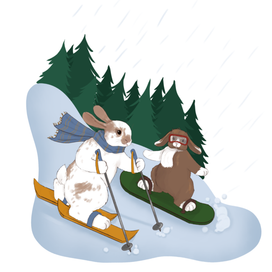 Зима, кролики