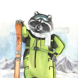 Енот - горнолыжник