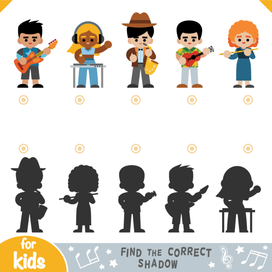 Найди правильную тень. Развивающая игра для детей. Музыканты