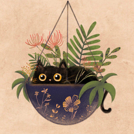 Кот в цветах