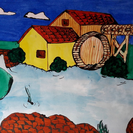 Желтый дом, синее небо