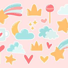 Набор милых стикеров.