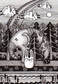 Зайчик, который считает до 10 пока слоник прячется. 