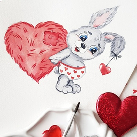 зайчик с сердечками