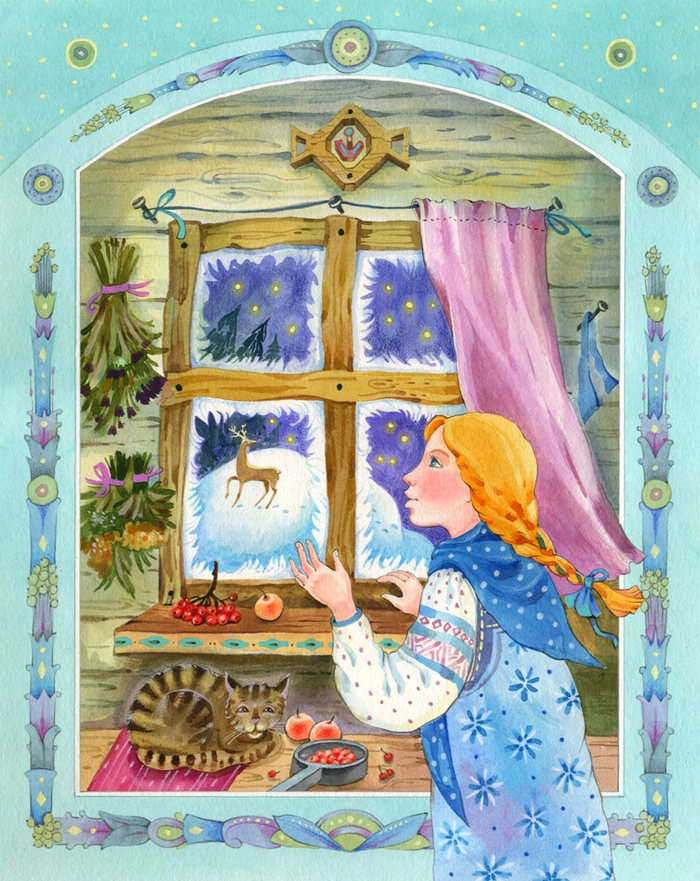 Иллюстрация к сказу П.Бажова "Серебряное копытце" , для издательства ЭКСМО 