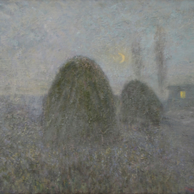 Стога сена перед рассветом 