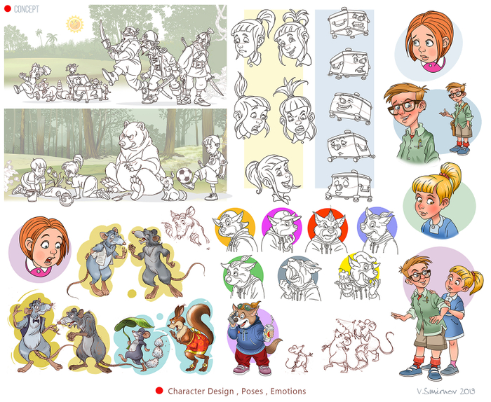 Графика , концепт персонажи . 