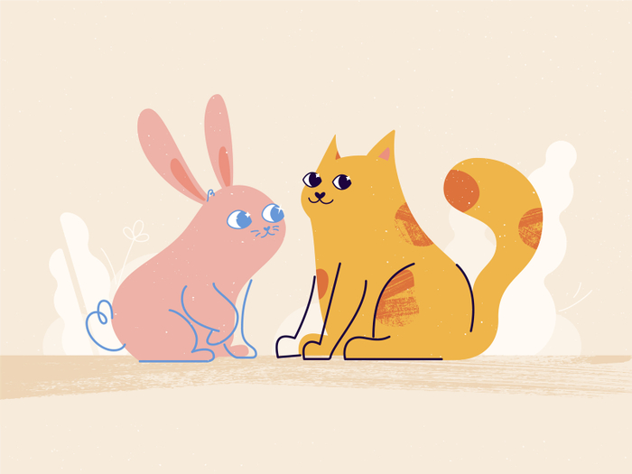 Котик и зайчик