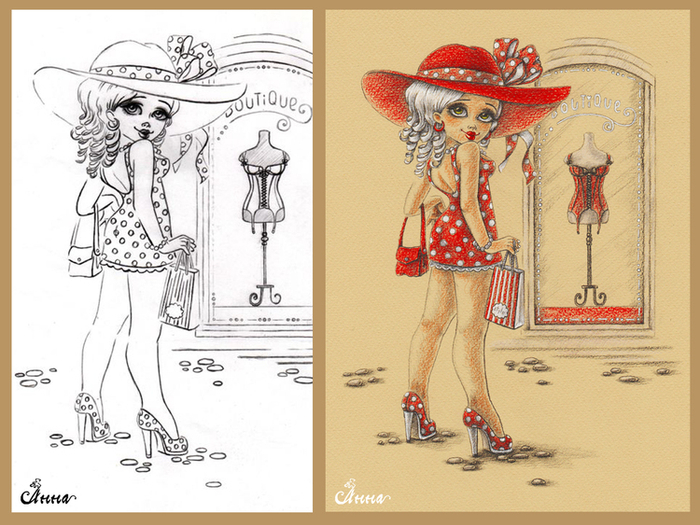 Открытка "Самой модной !" (эскиз)