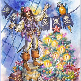 О том, как капитан Джек Воробей отметил Новый год.