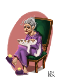 Бабушка и кот 