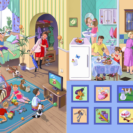 Иллюстрация для развивающей книжки с окошками