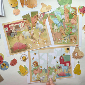 Ферма - иллюстрации для детской книжки с заданиями