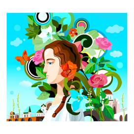 женщина и цветы