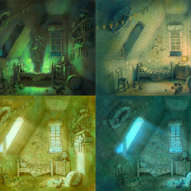 Детская комната в разном освещении