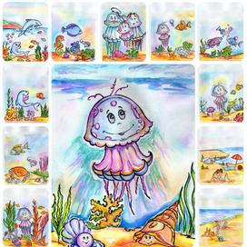 иллюстрации к авторской сказке "Медузка"