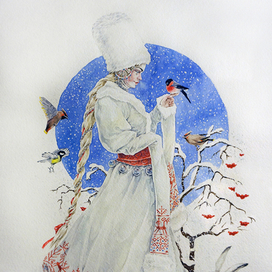 "Снегурочка" Максим Леонтьев 2011 год, Бумага, Акварель