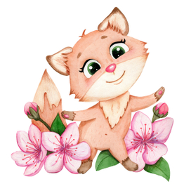 Лисенок с цветами