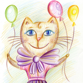 Кошечка с воздушными шарами