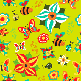 Цветочный летний паттерн. Повторяющаяся текстура.