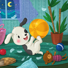 Щенок и мячик