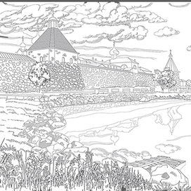 Серия раскрасок Храмы (Вектор)