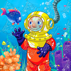 Раскраска по номерам. Водолаз.