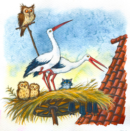 С.Лагерлев "Путешествие Нильса с дикими гусями" тушь ,перо,акварель 2012