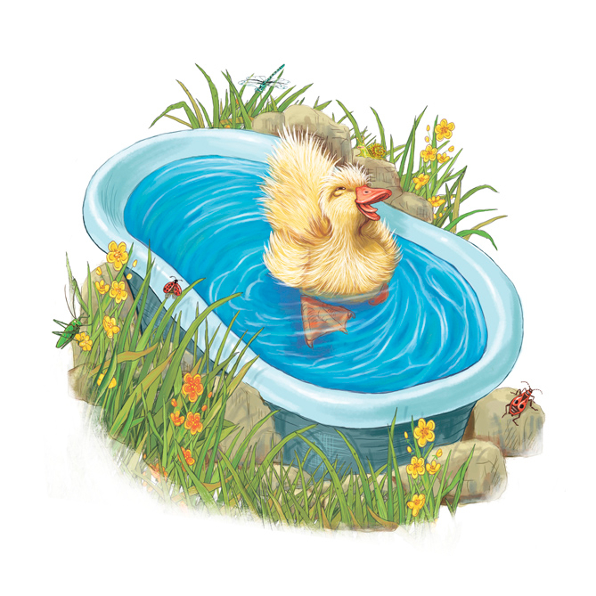 Хорошо в жару в тазике поплавать!
