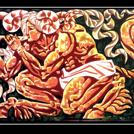 "Сатир" бумага, акрил, 68х39 см, 2016г.  Серия "Мифы и легенды древней Греции".