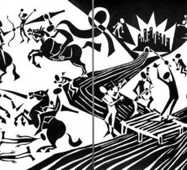 Сумасшедший дирижер. 2010. Бумага, тушь. 30х80 см