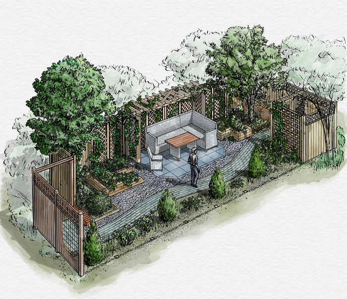 Участок с летним павильоном (вариант)